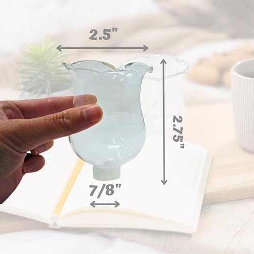 4E's Novelty Clear Glass Votive Cups with Peg - Pack of 6 - Tulip Votive for Candelabra Candle Holder, Home Interior Candle Sconce Glass Replacement Parts, Shabbat Candle Glass Oil Lamp (2.75" Tall) - Image 3