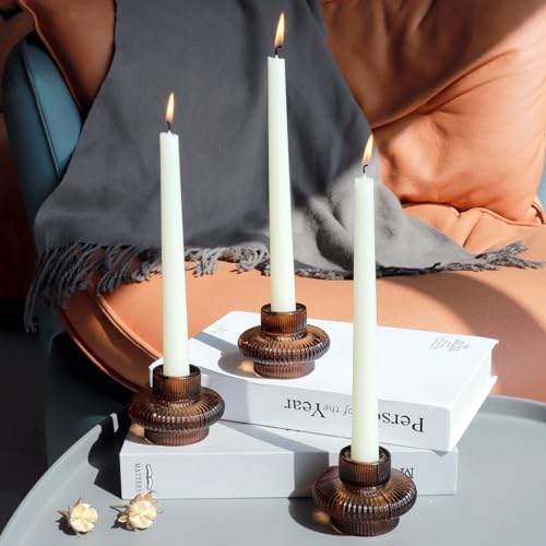 VOHO 18pcs Amber Taper Candle Holders for Table Centerpiece Wedding Party - Image 2