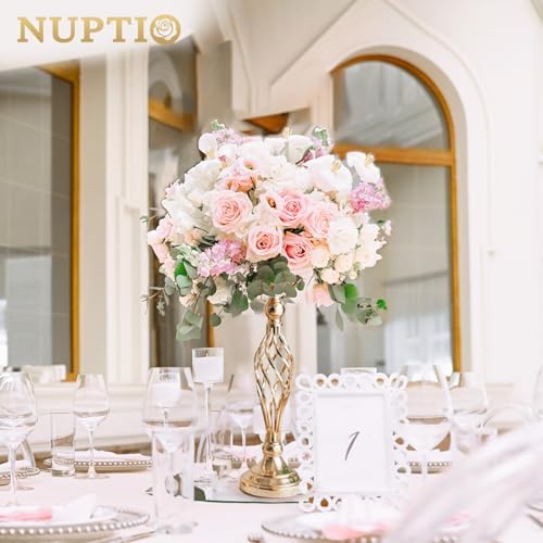 NUPTIO Gold Centerpiece Stand for Table, Twist Style , 17.7" Tall, 10 Pcs - Image 2