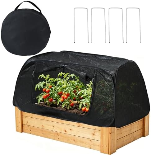 Wenfan Pop Up Plant Cover for Raised Bed, 47"X21"X18" Foldable Garden Cover Sun Shade Cloth UV Resistant Garden Bed Shade Tent Raised Bed Shade Cover with Storage Bag and 4 Stakes for Outdoor Plant by Wenfan
