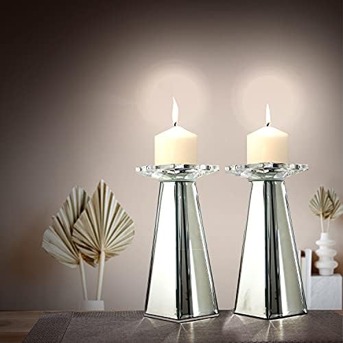 GIMORRTO Pillar Candle Holders 2 Sets Tabletop Decor for Wedding, Church, Fall, Holiday DéCor, Table Centerpiece Decoration. … (9 INCH) - Image 4