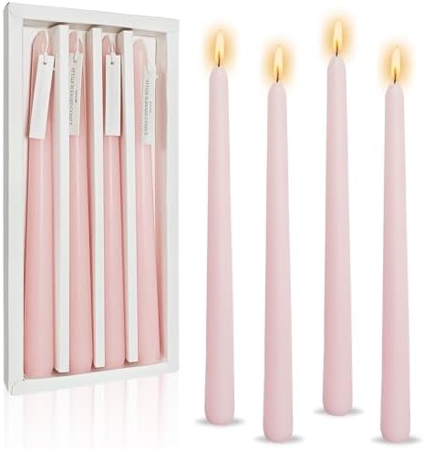 Candlesticks Long Taper Candle,Rose Scented 10 Inches Light Pink Candle Sticks Smokeless Tapered Candles for Home Décor Holiday Gifts by MANNYCOM