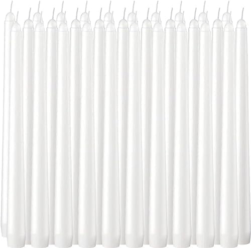 30 Pack of 10 Inch White Unscented Taper Candles-8 Hour Long Burning Dripless Table Candles for Wedding, and Home Decoration - Image 2