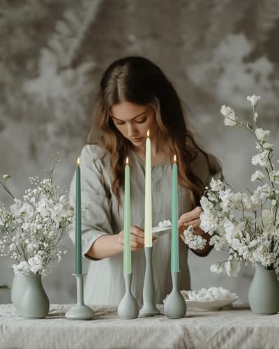 12 inch Green Gradient Taper Candles Unscented Smokeless Long Tall Tapered Candle for Candlesticks Sticks Wedding Advent Home Decor Dinner Christmas，Set of 12 - Image 6