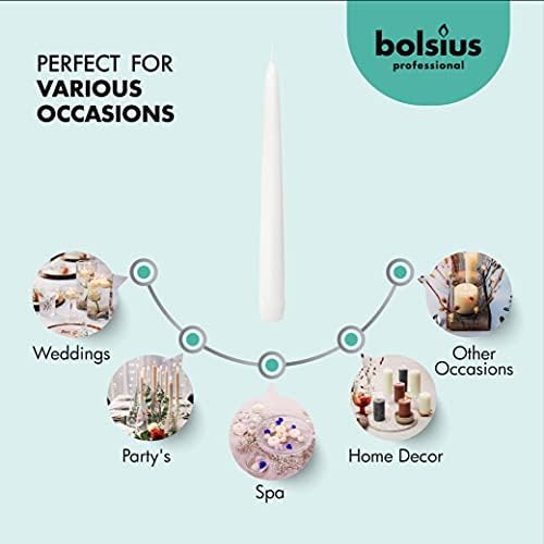 BOLSIUS Long White Taper Candles - Bulk Pack of 30 Count - 10-inch Unscented Household Candlesticks - Premium European Quality Wax - 8 Hour Long Burning Candles for Home Décor, Weddings & Parties - Image 4