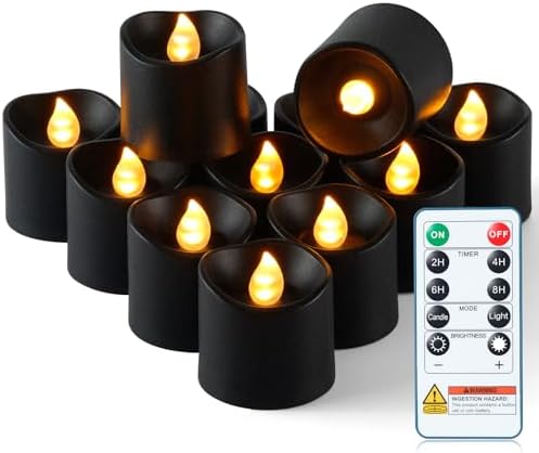 Homemory Black Flameless LED Votive Tealight Candles & Timer Remote, 12Pack by Homemory