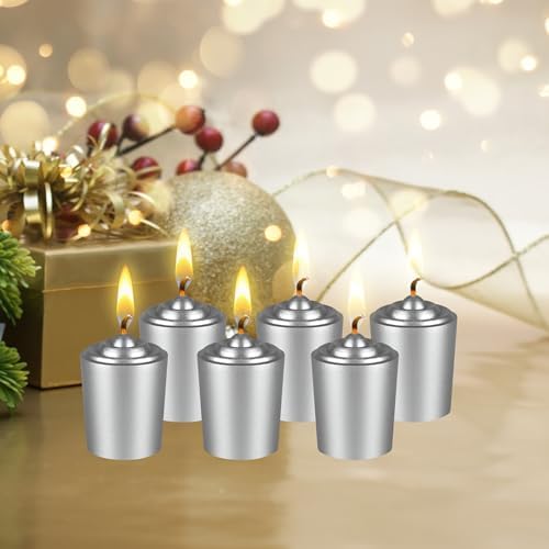 Mega Candles 12 pcs Unscented Silver Votive Candles, Hand Poured Wax Candle 15 Hours 1.5 Inch x 2.25 Inch, Home Décor, Wedding Receptions, Centerpieces, Occasions, Events, Festivities, Meditations - Image 4