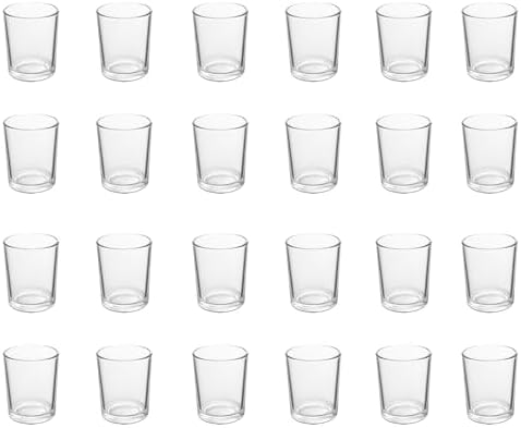 24pcs Clear Glass Tea Light Holders - Votive Candle Holders Bulk for Weddings Events - Glass Votives for Wedding Centerpieces, Christmas, Thanksgiving - Candle Accessories Decor (24, Clear) by BTGLLAS