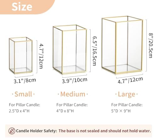 NUPTIO Hurricane Candle Holder Centerpieces: 6 Pcs Glass Candles Lantern - Image 3