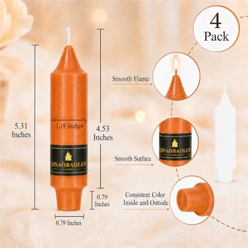 5 Inch Short Taper Candles Unscented 4 Pack Autumn Harvest Thanksgiving - Image 3