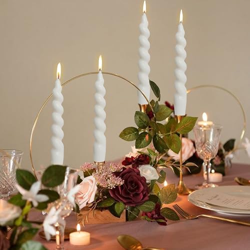 7.5 Inches Spiral Taper Candles Colorful Twisted Candle Dripless Long Candles, Handmade Candlesticks for Wedding Dinner Decor, Set of 4(White) - Image 6