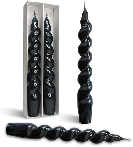 Short Spiral Taper Candles 7.5 Inch Black Smokeless Candle Stick Handmade Unscented Twisted Candlestick for Dinner Home Church Decoration 2 Pcs by BALEAGCDL