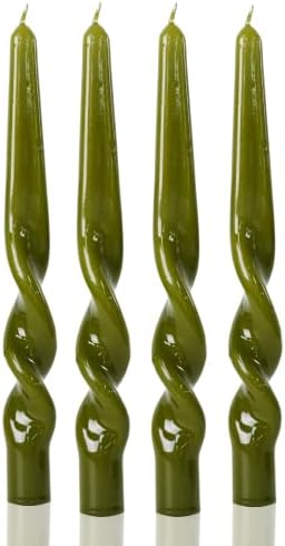 MAITREYA Olive Spiral Taper Candles Conical Stick Candles Taper Candles-Set of 4 for Decoration Weddings Party Church-Unscented Dripless Candles,10inch(Olive) by MAITREYA