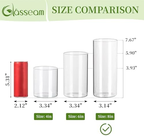 Glasseam Glass Cylinder Vase for Centerpiece, 12Pcs Small Clear Flower Vase - Image 3