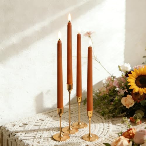 Burnt Orange Fall Halloween Flameless Taper Candles with Remote Set of 6 - Image 6