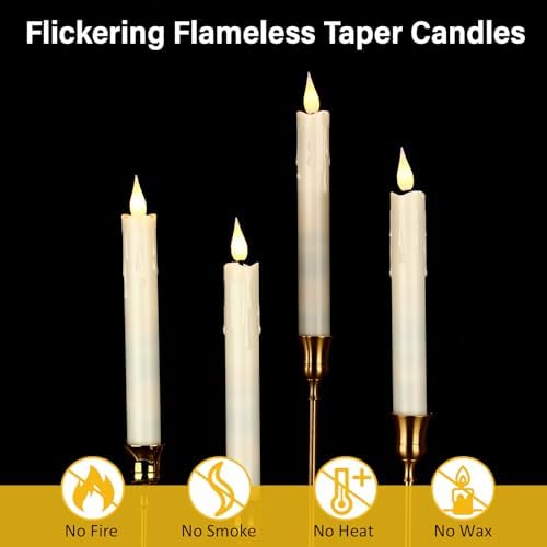 Baquler 24 Pcs 7.5" Ivory Flameless Taper Candle LED Stick Battery Operated - Image 6