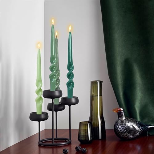 Smokeless Spiral Taper Candles Gradient Green Twisted Candlesticks 9.5 Inch Unscented Dinner Candle for Home Decor Birthday Party - Image 3