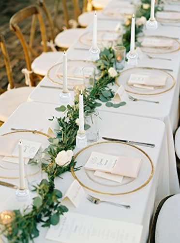 Vixdonos Taper Glass Candlestick Holders Tealight Candle Holders for Table Centerpieces, Wedding Decor and Dinner Party (6 Pcs, Gold Rim Clear) - Image 7