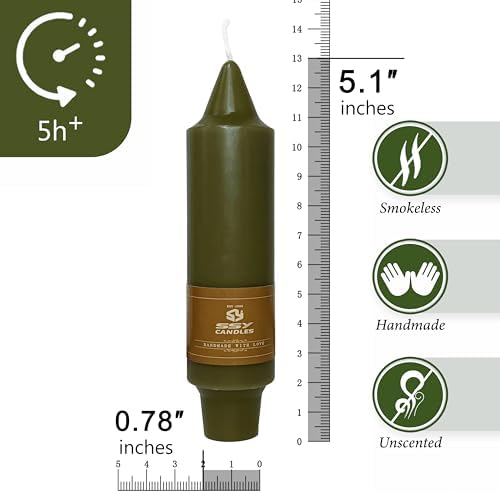 Olive Short Taper Candle Candle Sticks, 5 Inch Mini Pillar Candles Small Taper Candles, 4PCS Handmade Unscenteds Candlesticks for Festive, Party, Spell, Wedding, Home Decor - Image 2