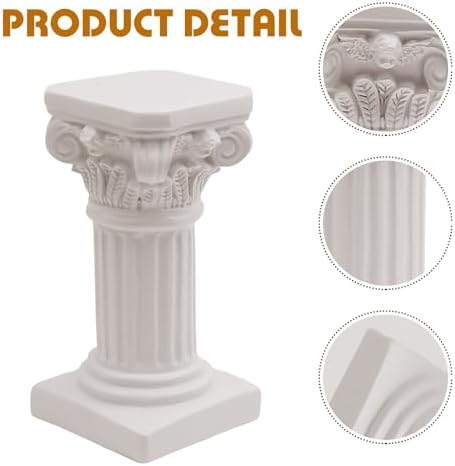 Saihisday 2Pcs White Roman Pillar Statues Greek Columns Candle Holder Mini Roman Pillar Greek Columns Mini Resin Decorations for Wedding Table Garden Home Decoration, 3.9" D x 7.5" W x 7.5" H - Image 2