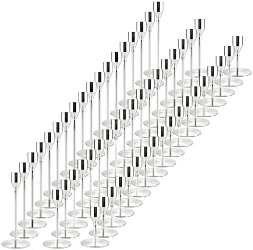 Silver Candlestick Holders,Metal Taper Candle Holders,Bulk Set of 54 by ECHFSM
