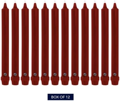Colonial Candle Unscented Taper Candle, Classic Collection, Traditional Cranberry, 12 In, Pack of 12 - Up to 10 Hours Burn - Image 2