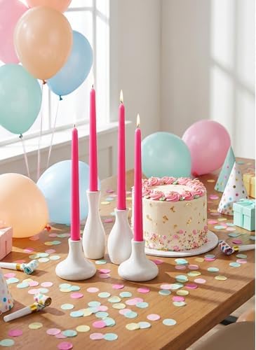 12pk 10" Classic Taper Candles, Hot Pink, 7-8 Hours Long Burning, Unscented Tall Candlesticks - Image 3