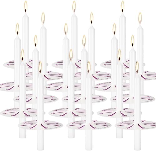 YOROXRG 200 pcs Church Candles with Drip Protectors for Devotional Candlelight Vigil Service, Unscented White 5" H X 1/2" D, No Smoke, Shabbat, Praye - Image 2