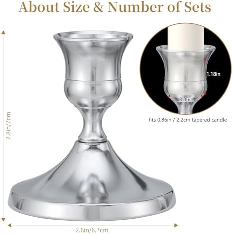 Candlestick Holders Taper Candle Holders, 12PCS Silver Candle Holder Set for Table Centerpiece, Vintage Candle Stand for Table Centerpieces, Home Decor,Weddings,Festival and Parties - Image 2