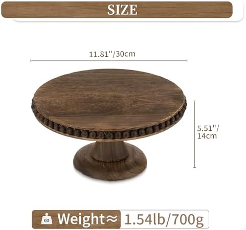 Hanobe Wooden Cake Pedestal Stand 12" Display Riser Plate for Home Decor - Image 4