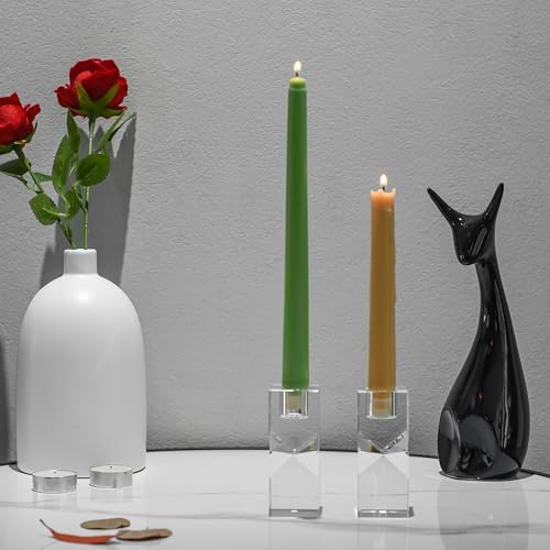 Home Crystal Candlestick Holders Pack of 2 Clear Crystal Taper Candles Holder, Table Centerpieces for Party and Wedding Decoration(3.9''Tall) - Image 5
