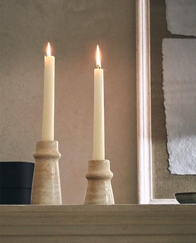 Vixdonos Natural Stone Candle Holder Set of 2 Taper Candle Candlestick Mantle Candle Stand for Home Decor,Wedding,Party and Table Centerpieces(White) - Image 4