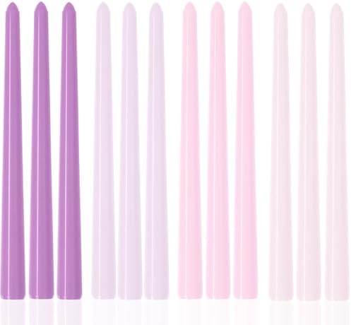 10 Inch Purple Taper Candles-Dripless Unscented Spring Tapered Candle Smokeless Candlestick Long Slow Burning 8 Hours Tall Sticks for Christmas Wedding Dinner Parties 12 Pack by MAITREYA