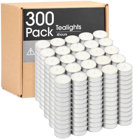 Unscented Tealight Candles - 300 Pack 4 Hours White Small Tea Candles by Unknown