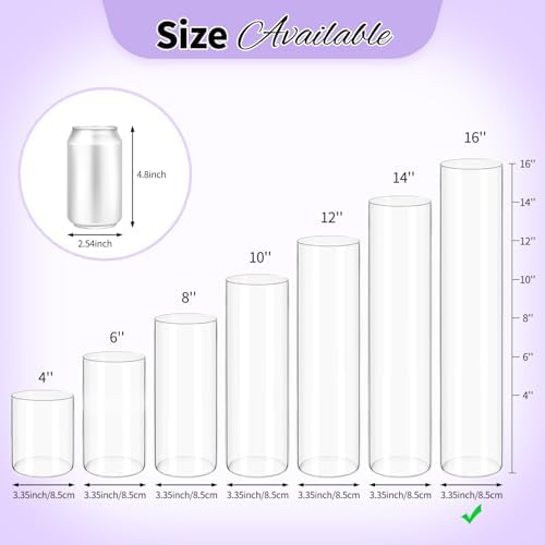 12Pack Glass Cylinder Vases for Centerpieces - 16 Inch Tall Flower Vase for Wedding Decorations, Floating Candle Holder Vase Bulk,Glass Hurricane Candle Holders for Table Shelf, Party, Home Decor - Image 3