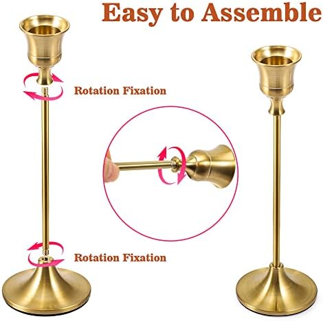 Candlestick Holders Taper Candle Holders - Gold Candlestick Holder Set of 6 Candle Stick Holders kit Classic Decorative Candle Stick for Christmas, Wedding, Party, Dinner Tables,Home Décor - Image 3