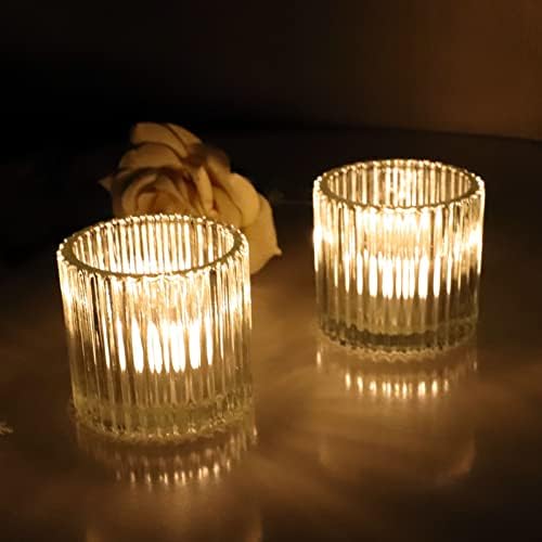 VOHO Clear Votive Candle Holders Set of 6, 2.75’’x2.56’’ Tea Lights Holder - Image 5