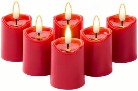 Simplelight Red Flameless Votive Candles with Timer, Set of 6 by simplelight4you