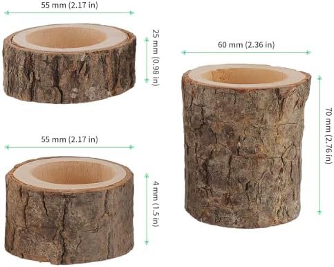 FUNSUEI 18 PCS Wooden Tea Light Candle Holders, Rustic Wood Votive Log Candle Holders, Rustic Wood Votive Candle Holder for Table Decoration, 3 Sizes - Image 2