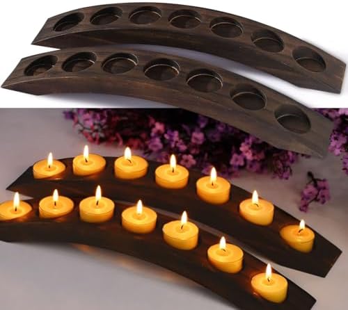 Wood Bridge Candle Stand, Tealight Arch Holder, 7 in 1 Tea Candle Holder by TELOSMA