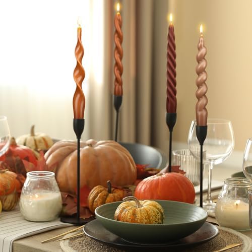 Nuanchu 4 Pcs Twisted Taper Candles,7.87 Inch,Pure,Fall Color by Nuanchu