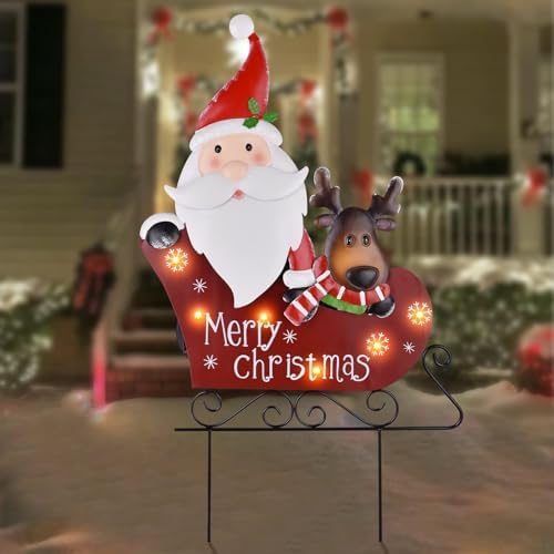Solar Metal Christmas Stakes Decor, Outdoor Christmas Lights Decorations by LIGHTSHINE