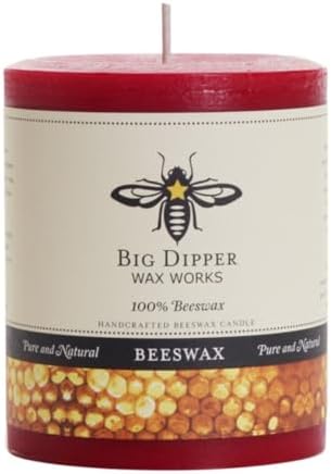 Big Dipper Wax Works 100% Beeswax Pillar Candle, 3 x 3.5 in, Red by BigDipperWaxWorks