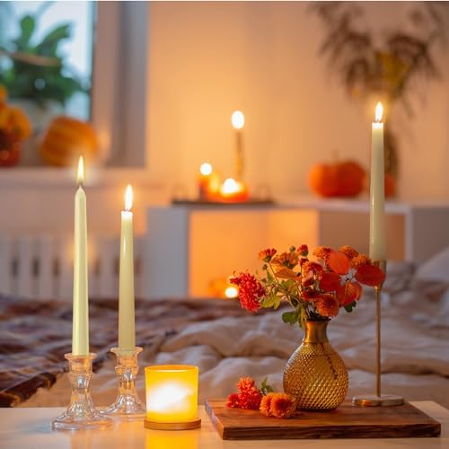 MTLEE 64 Pcs 10 Inch Long Taper Candle Stick Smokeless, Beige - Image 5