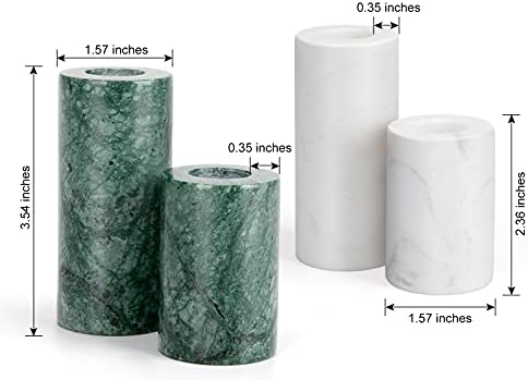 Candle Holders True Natural Marble Wick 0.35" Thick Set of 2 Decorative Candlestick Holder for Christmas Birthday Party Dinning for 3/4 inch Candles Color White (ZT004) - Image 4