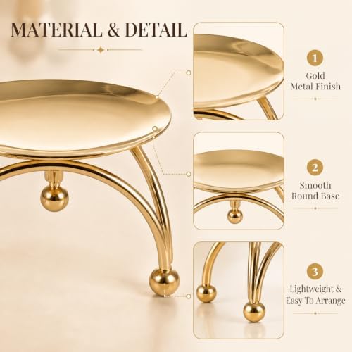 Cabilock 5Pcs Gold Candle Holders, 3In Metal Retro Candlestick Holders Set, Nordic Geometric Taper Pillar Candle Stand for Tabletop Centerpiece Decor, Wedding, Party, Mantle & Holiday Events - Image 5