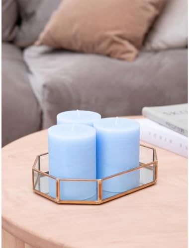 CANDWAX 3x4 inch Pillar Candles Set of 3 – Unscented Dripless Rustic Light Blue Candles for Decor, Centerpieces, Gender Reveal Party - Image 5