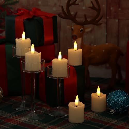 Battery Operated Flameless LED Votive Candles with Timer Black Wick 6 Pack - Image 3