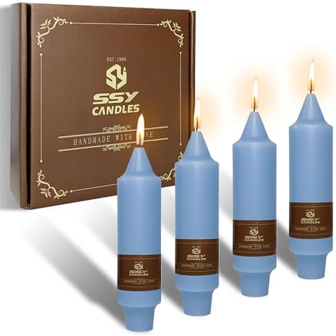 Small Candlesticks Short Taper Candle,5inches Grey Blue Candle Sticks Dripless Tapered Candles for Home Decor Weddings Festive Party Holiday,7D-GB by Gedengni