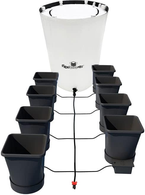 AutoPot 8 Pot XL System with 6.6 Gallon Plastic Pots and 25 Gallon PRO FlexiTank - Self-Watering, Gravity-Fed Hydroponic System (8PotXL - 6.6 Gallon - 25 Gallon PRO FlexiTank) Indoor, Black